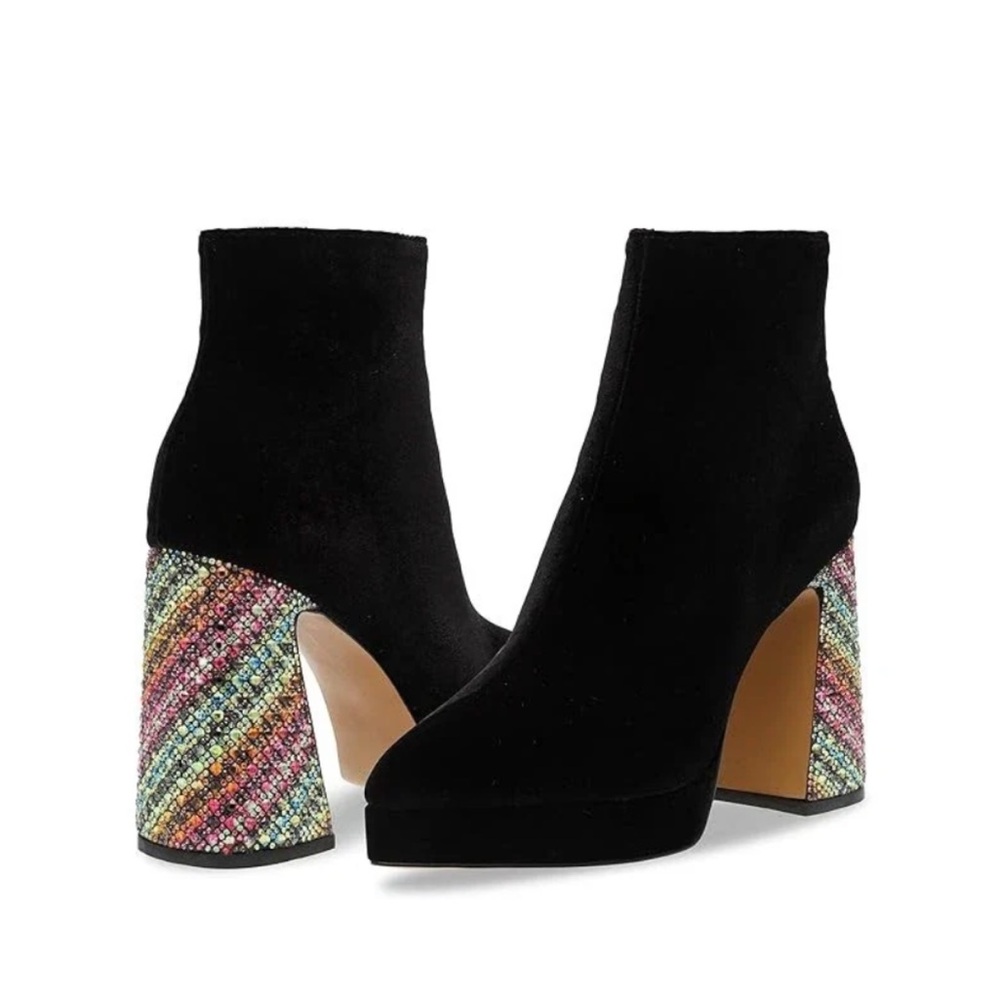 Betsey Johnson Raylan Boots Women's Black Rhinestone Bootie